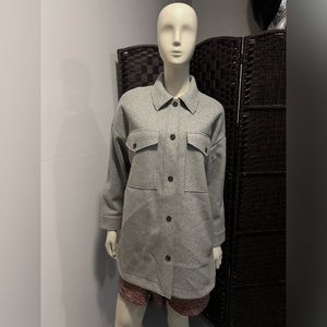 Banana republic heather grey washable shirt coat size small